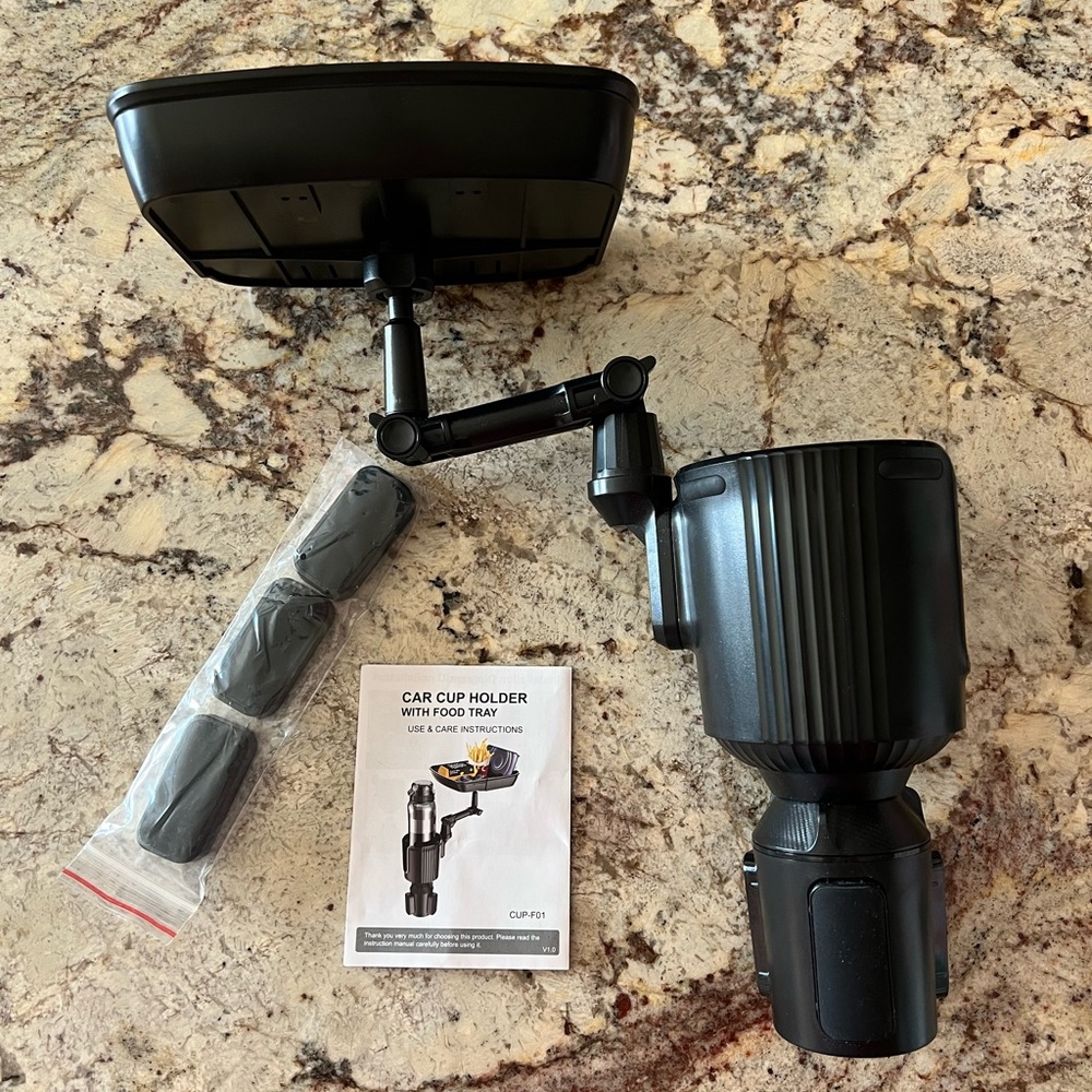 Black Car Cup Holder with Food Tray